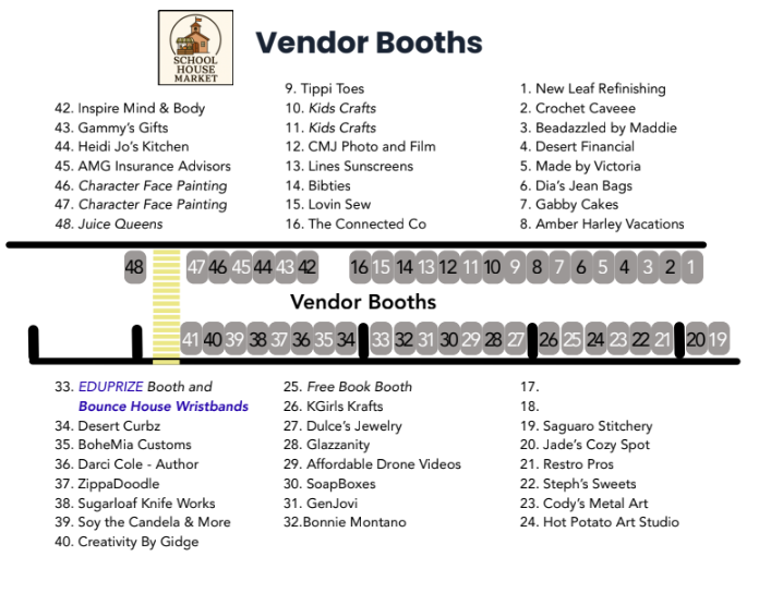 School House Market vendor map and booth assignments
