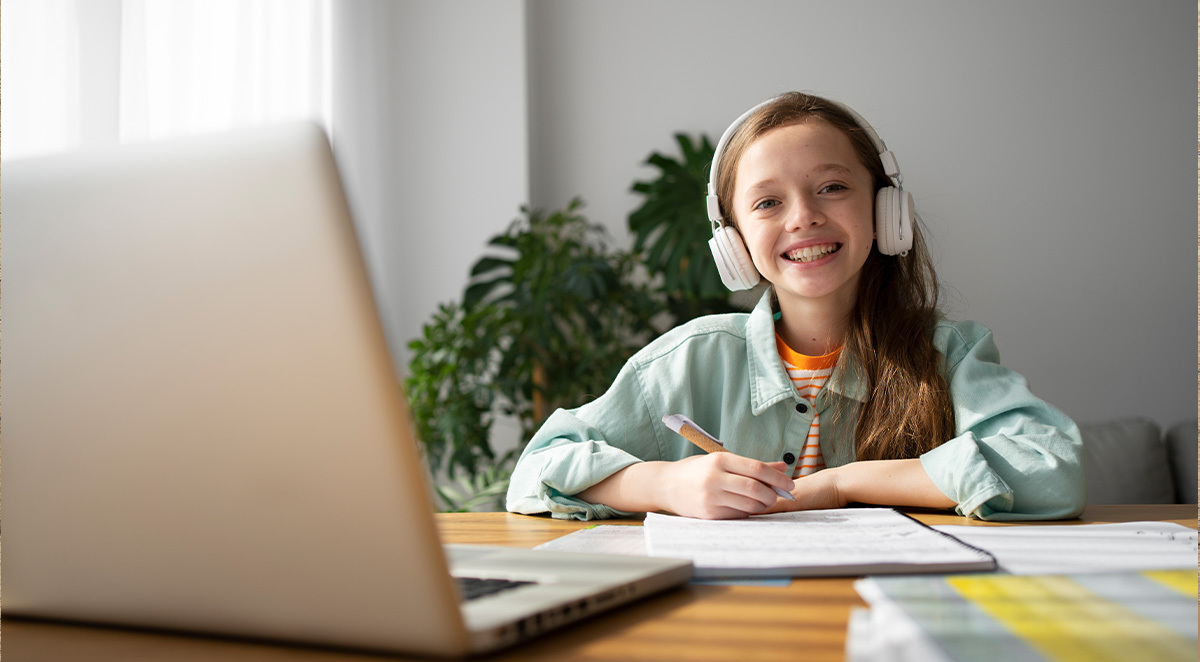 Arizona online high school student learning from home