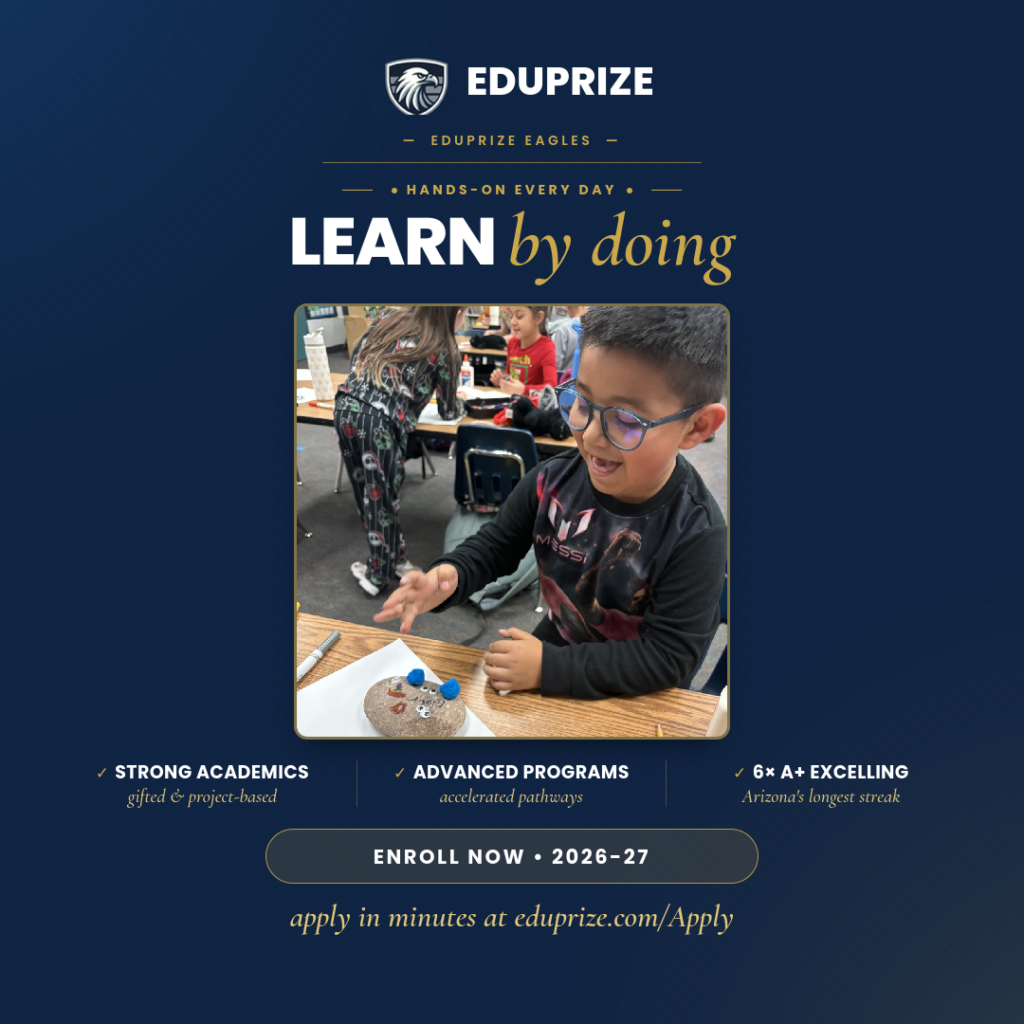 EDUPRIZE Gilbert student receiving Exceptional Eagle Award